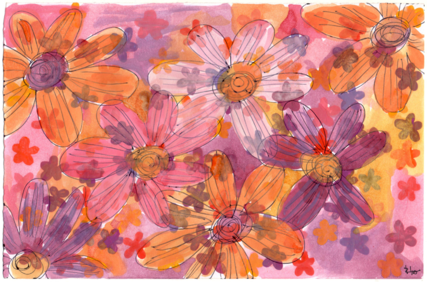 Flores laranja e vermelhas com desenhos em preto.jpg