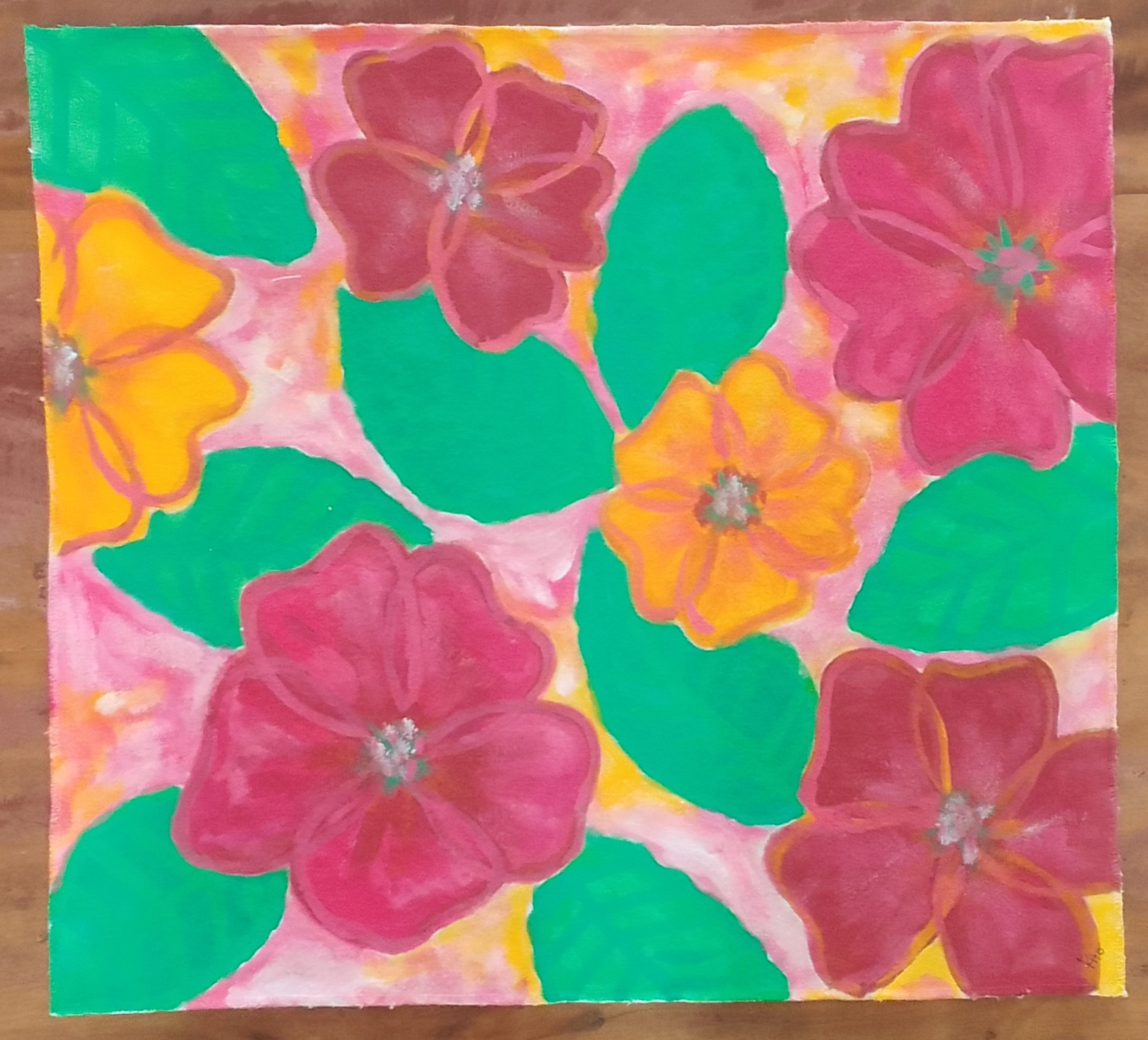 Fundo tons de rosa e flores vermelhas e laranjas.jpg