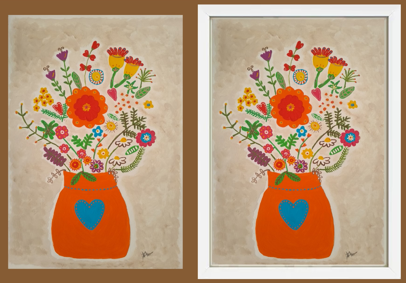 Vaso laranja com flores coloridas.jpg